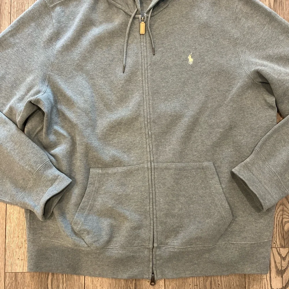Polo Ralph Lauren Vintage Men’s Full Zip Hooded Jacket Heathered Sky Blue XXL